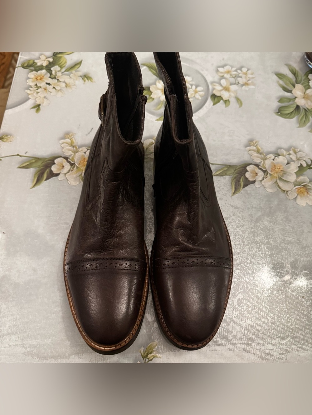Ben Sherman Brown Real Leather Boots - Classic Cap-Toe Chelsea Style Size 11